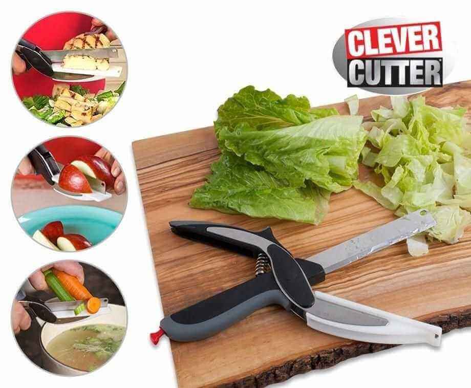 2 in 1 Clever Cutter, Knife & Cutting Board Scissors