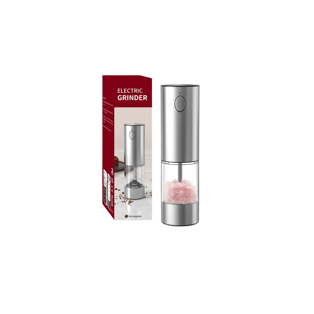 Rechargeable electric pepper and salt grinder with sleek design and rechargeable battery for superior performance.